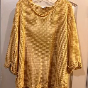 Cozy Yellow Waffle Knit Sweater